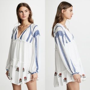 Free People / Wild Horses Embroidered Eyelet Ivory Tunic Mini Dress